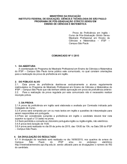 Exame de Profici&ecirc;ncia em Ingl&ecirc;s - Mestrado Profissional em Ensino