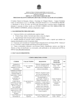 EDITAL N&deg; 15 DE 05 DE MAR&Ccedil;O DE 2015 PROCESSO