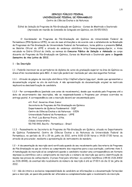 Programa de P&oacute;s-Gradua&ccedil;&atilde;o em Qu&iacute;mica