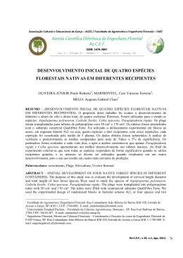 DESENVOLVIMENTO INICIAL DE QUATRO ESP&Eacute;CIES