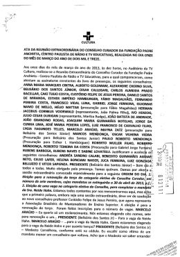ATA DA REUIIIIÃO EXTRAORDINÁRIA DO cONsELHO
