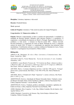 Disciplina: Literatura, imprensa e vida social