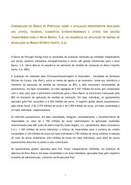 comunicado do banco de portugal sobre a avaliação independente