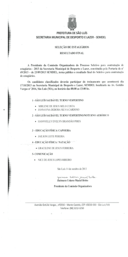 Sele&ccedil;&atilde;o de estagi&aacute;rios - Prefeitura de S&atilde;o Lu&iacute;s