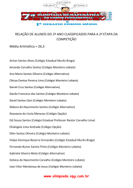 www.olimpiada.xpg.com.br RELA&Ccedil;&Atilde;O DE ALUNOS DO 2&ordm; ANO