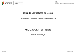 Bolsa de Contratação de Escola ANO ESCOLAR 2014/2015