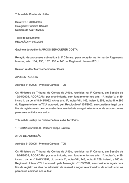 Primeira C&acirc;mara - Tribunal de Contas da Uni&atilde;o