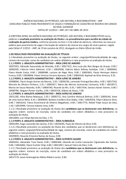 Edital n&deg;12 - Resultado provis&oacute;rio na avalia&ccedil;&atilde;o de