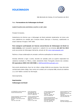 S&atilde;o Bernardo do Campo, 01 de Fevereiro de 2013 Para