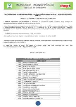 DIVULGA&Ccedil;&Atilde;O DOS HABILITADOS DA AVALIA&Ccedil;&Atilde;O CURRICULAR