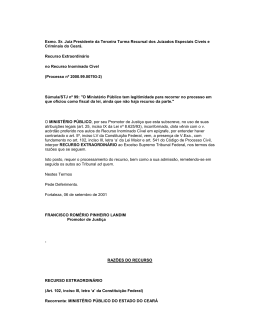 Recurso Extraordin&aacute;rio - Minist&eacute;rio P&uacute;blico do Estado do Cear&aacute;