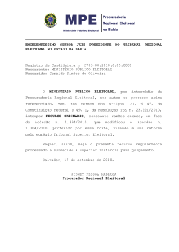 EXCELENT&Iacute;SSIMO SENHOR JUIZ PRESIDENTE DO TRIBUNAL