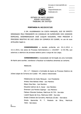 PORTARIA 02/2015/CSJE - Tribunal de Justi&ccedil;a do Estado de Mato