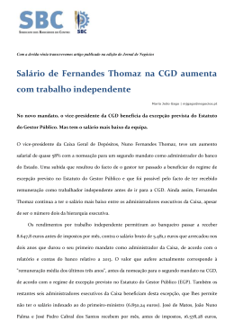 Salário de Fernandes Thomaz na CGD aumenta com trabalho