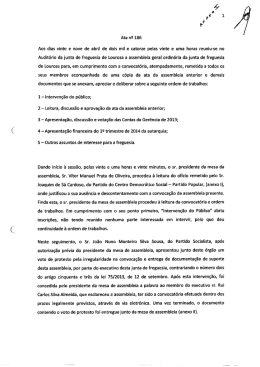 Ata n`š 186 Aos dias vinte e nove de abril de dois mil e catorze pelas
