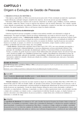 CAP&Iacute;TULO 1 Origem e Evolu&ccedil;&atilde;o da Gest&atilde;o de Pessoas