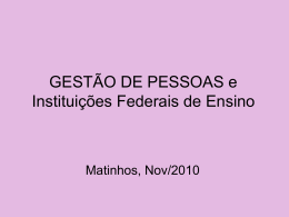 GESTÃO DE PESSOAS e Instituições Federais de