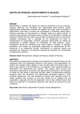 GEST&Atilde;O DE PESSOAS: RECRUTAMENTO E SELE&Ccedil;&Atilde;O