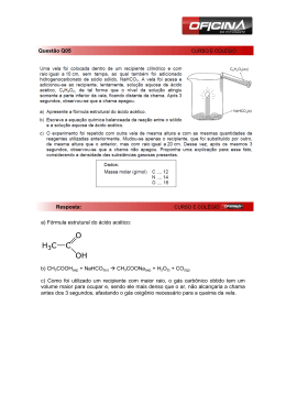 a) F&oacute;rmula estrutural do &aacute;cido ac&eacute;tico: b) CH3COOH(aq) +
