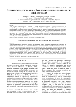 intelig&ecirc;ncia , escolariza&ccedil;&atilde;o e idade