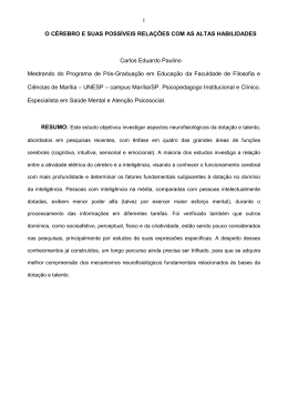 1 O C&Eacute;REBRO E SUAS POSS&Iacute;VEIS RELA&Ccedil;&Otilde;ES COM AS