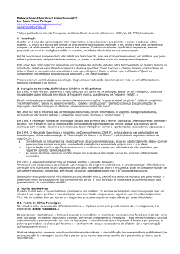 Dislexia Como Identificar? Como Intervir? * Lic. Paula Teles