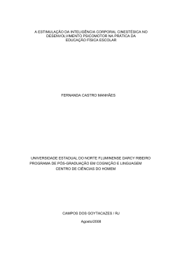 a estimula&ccedil;&atilde;o da intelig&ecirc;ncia corporal cinest&eacute;sica no