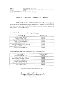 Inscrições deferidas - Instituto Federal de Educação, Ciência e