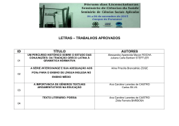 LETRAS &ndash; TRABALHOS APROVADOS ID T&Iacute;TULO AUTORES