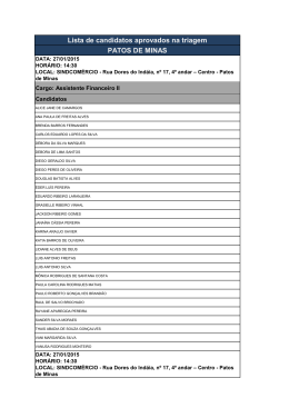 Lista de candidatos aprovados na triagem PATOS DE MINAS