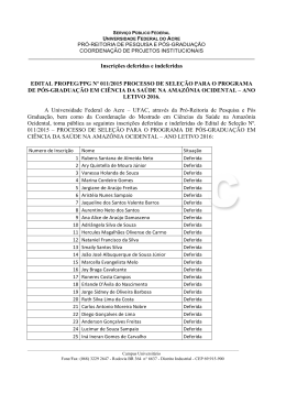 Inscrições Deferidas - Universidade Federal do Acre
