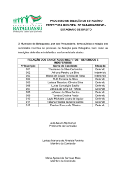 Inscri&ccedil;&otilde;es deferidas e indeferidas - Prefeitura de Bataguassu