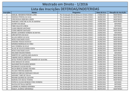 Lista das Inscri&ccedil;&otilde;es DEFERIDAS/INDEFERIDAS