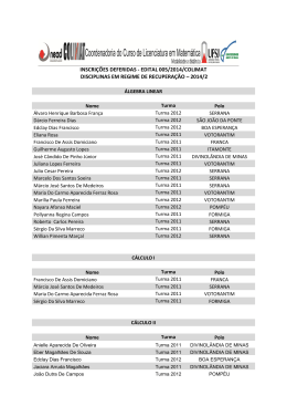 INSCRIÇÕES DEFERIDAS - EDITAL 005/2014/COLIMAT