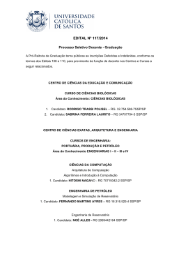 EDITAL N&ordm;117 Inscri&ccedil;&otilde;es deferidas dos editais 108 e 110