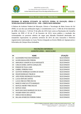 EDITAL Nº 008.1/2014 - PROEX/IFMS INSCRIÇÕES DEFERIDAS