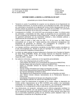 Informe sobre la misi&oacute;n a la Rep&uacute;blica de Hait&iacute;