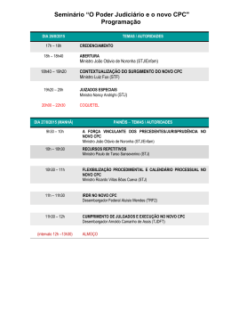 Semin&aacute;rio &ldquo;O Poder Judici&aacute;rio e o novo CPC" Programa&ccedil;&atilde;o