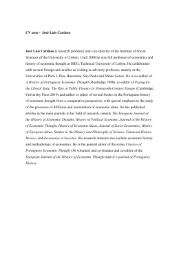 CV note - Jos&eacute; Lu&iacute;s Cardoso Jos&eacute; Lu&iacute;s Cardoso is research