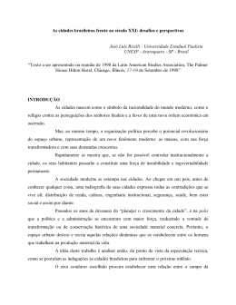 As cidades brasileiras frente ao s&eacute;culo XXI
