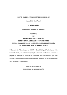 proposta de ratificação da cooptação do senhor dr. josé luís