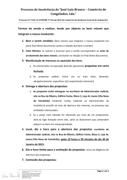 Processo de Insolvência de “José Luís Branco – Comércio de