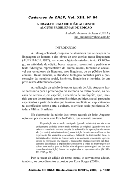 A dramaturgia de jo&atilde;o augusto: alguns problemas de edi&ccedil;&atilde;o