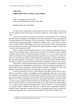 arte, dor: inquietudes entre est&eacute;tica e psican&aacute;lise