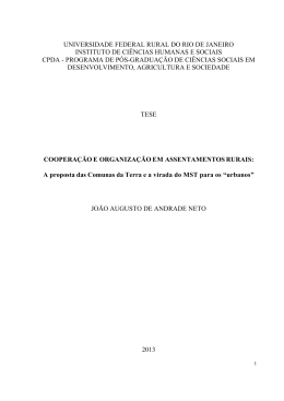 Cooperação e organização em assentamentos rurais