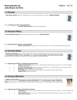Descendants of Jo&atilde;o Bueno da Silva