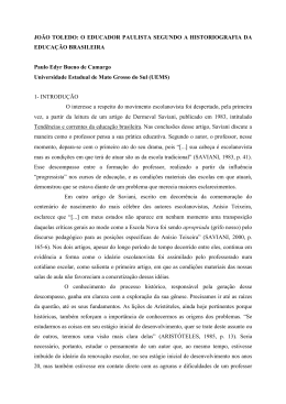 Jo&atilde;o Toledo: o educador paulista segundo a historiografia da