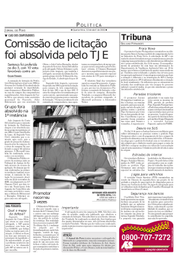 Comiss&atilde;o de licita&ccedil;&atilde;o foi absolvida pelo TJE