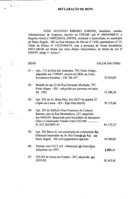DECLARA&Ccedil;&Atilde;O DE BENS