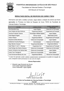 Faculdade de Ci&ecirc;ncias Exatas e Tecnologia - PUC-SP
